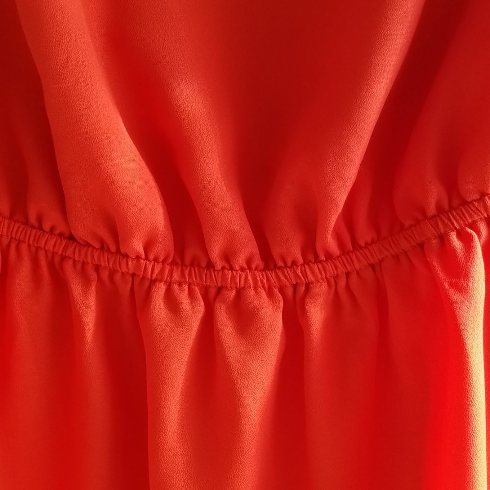 GAP Women's Small Sleeveless Skater Dress Cutout back Lava Orange Belted - Picture 6 of 10